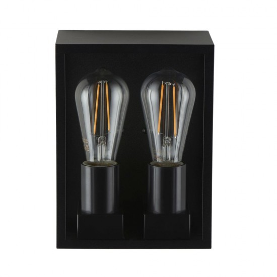 80044-001 Outdoor Black Lantern Twin Wall Lamp