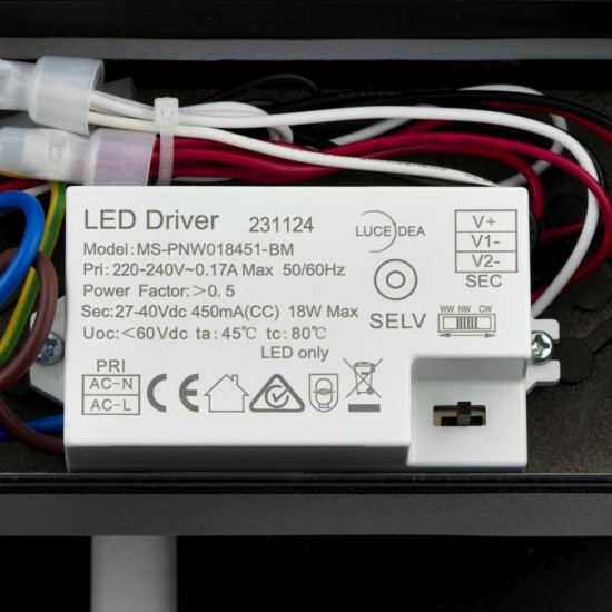 80082-001 LED Matt Black Up&Down CCT Twin Wall Lamp