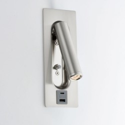 80098-001 Brushed Satin Nickel Recessed Wall Lamp with USB & C Port
