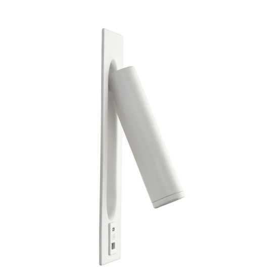 80099-001 White Recessed Wall Lamp with USB & C Port