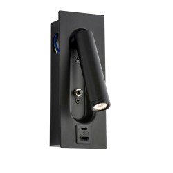 80100-001 Black Recessed Wall Lamp with USB & C Port