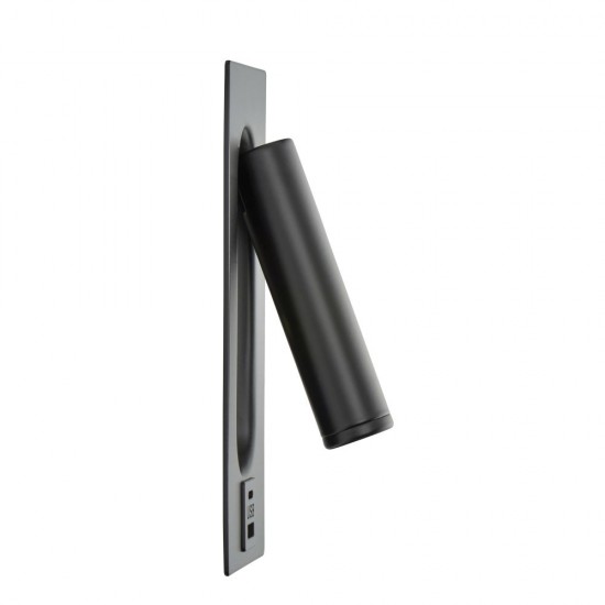 80100-001 Black Recessed Wall Lamp with USB & C Port