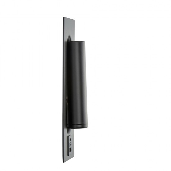 80100-001 Black Recessed Wall Lamp with USB & C Port