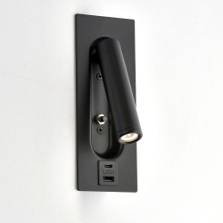 80100-001 Black Recessed Wall Lamp with USB & C Port