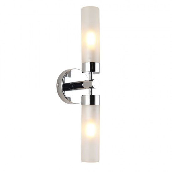 80109-001 Chrome 2 Light Wall Lamp with Frosted Glass IP44