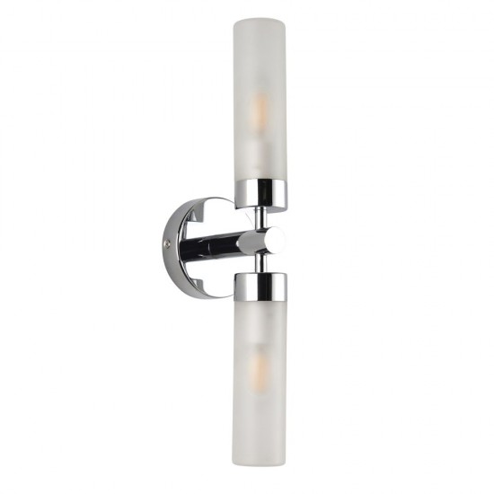 80109-001 Chrome 2 Light Wall Lamp with Frosted Glass IP44
