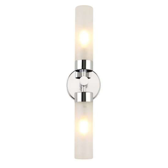 80109-001 Chrome 2 Light Wall Lamp with Frosted Glass IP44