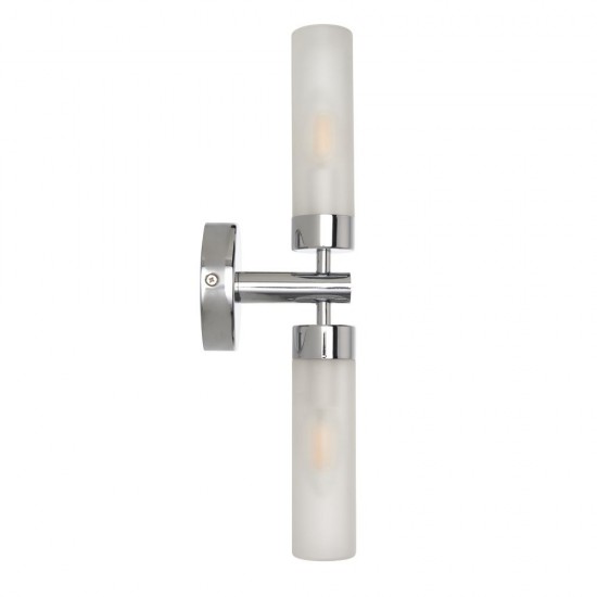 80109-001 Chrome 2 Light Wall Lamp with Frosted Glass IP44
