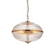 78779-001 Vintage Brass 3 Light Pendant with Clear Ribbed Glass