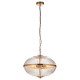 78779-001 Vintage Brass 3 Light Pendant with Clear Ribbed Glass