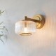 78816-001 Brushed Aged Brass Wall Lamp with Clear Ribbed Glass