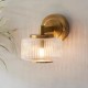 78816-001 Brushed Aged Brass Wall Lamp with Clear Ribbed Glass