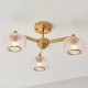 78817-001 Brushed Aged Brass 3 Light Centre Fitting with Clear Ribbed Glass