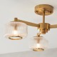 78817-001 Brushed Aged Brass 3 Light Centre Fitting with Clear Ribbed Glass
