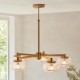 78818-001 Brushed Aged Brass 5 Light Centre Fitting with Clear Ribbed Glass