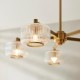 78818-001 Brushed Aged Brass 5 Light Centre Fitting with Clear Ribbed Glass