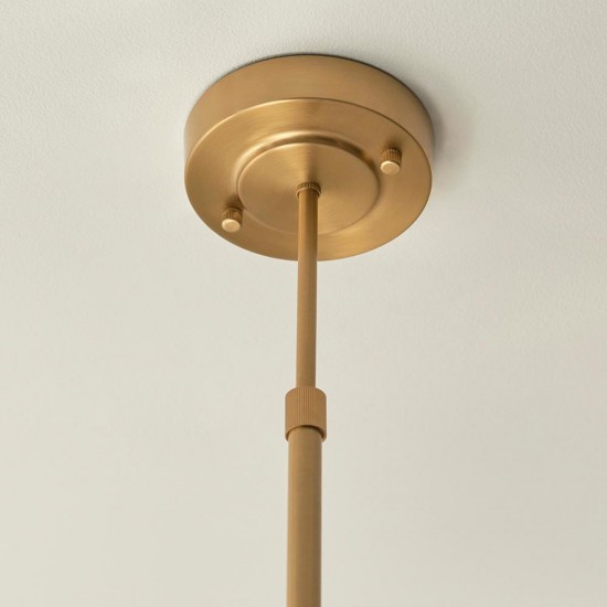 78818-001 Brushed Aged Brass 5 Light Centre Fitting with Clear Ribbed Glass