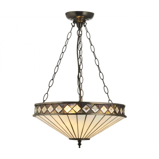 78850-001 Satin Black 3 Light Medium Pendant with Tiffany Glass