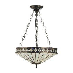 78850-001 Satin Black 3 Light Medium Pendant with Tiffany Glass