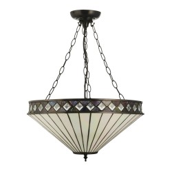 78851-001 Satin Black 3 Light Pendant with Tiffany Glass