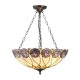 78852-001 Satin Black 3 Light Pendant with Tiffany Glass