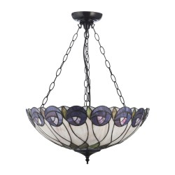 78852-001 Satin Black 3 Light Pendant with Tiffany Glass