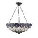78852-001 Satin Black 3 Light Pendant with Tiffany Glass