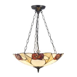 78853-001 Satin Black 3 Light Pendant with Tiffany Glass
