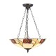 78853-001 Satin Black 3 Light Pendant with Tiffany Glass