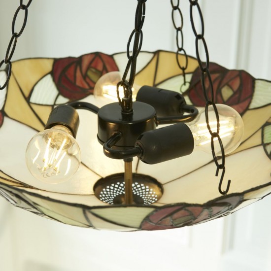 78853-001 Satin Black 3 Light Pendant with Tiffany Glass