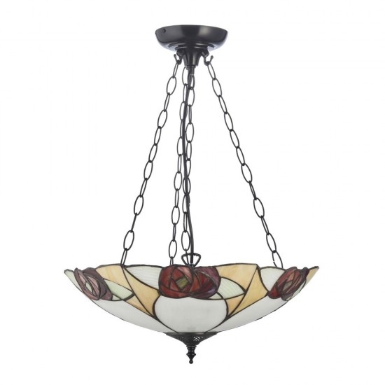 78853-001 Satin Black 3 Light Pendant with Tiffany Glass