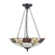 78853-001 Satin Black 3 Light Pendant with Tiffany Glass