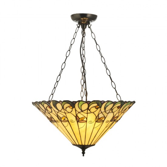 78854-001 Satin Black 3 Light Pendant with Tiffany Glass