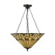 78854-001 Satin Black 3 Light Pendant with Tiffany Glass