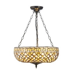 78855-001 Satin Black 3 Light Pendant with Tiffany Glass