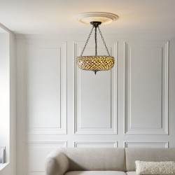 78855-001 Satin Black 3 Light Pendant with Tiffany Glass