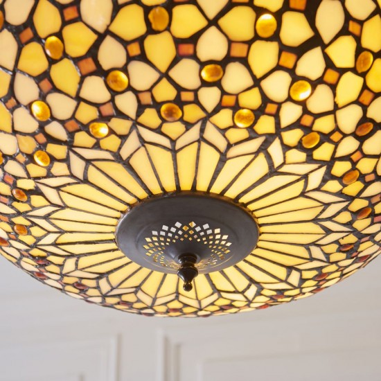 78855-001 Satin Black 3 Light Pendant with Tiffany Glass