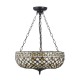 78855-001 Satin Black 3 Light Pendant with Tiffany Glass