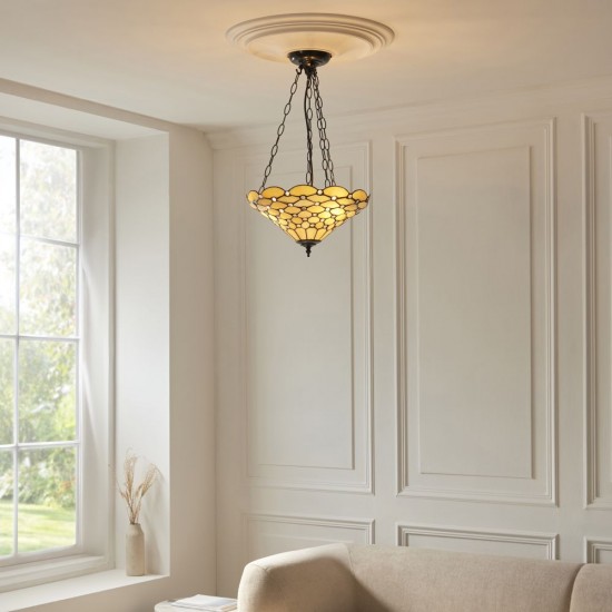 78856-001 Satin Black 3 Light Pendant with Tiffany Glass