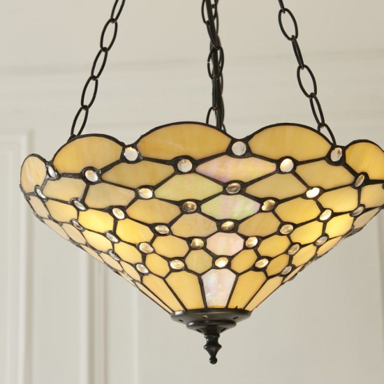 78856-001 Satin Black 3 Light Pendant with Tiffany Glass