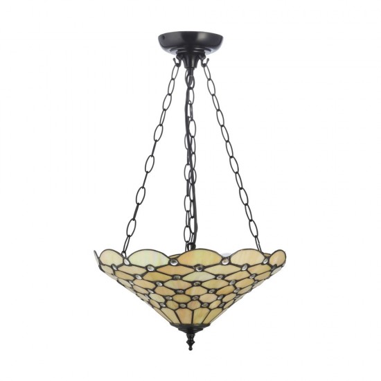 78856-001 Satin Black 3 Light Pendant with Tiffany Glass