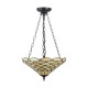 78856-001 Satin Black 3 Light Pendant with Tiffany Glass