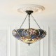 78857-001 Satin Black 3 Light Pendant with Tiffany Glass