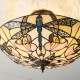 78858-001 Satin Black 3 Light Semi Flush with Tiffany Glass