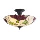 78860-001 Satin Black 3 Light Semi Flush with Tiffany Glass