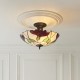 78860-001 Satin Black 3 Light Semi Flush with Tiffany Glass
