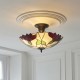78860-001 Satin Black 3 Light Semi Flush with Tiffany Glass