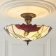 78860-001 Satin Black 3 Light Semi Flush with Tiffany Glass