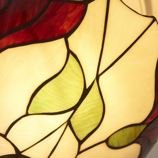 78860-001 Satin Black 3 Light Semi Flush with Tiffany Glass