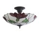 78860-001 Satin Black 3 Light Semi Flush with Tiffany Glass
